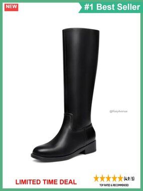 Women's Knee High Boots Flat Square Toe Faux Leather